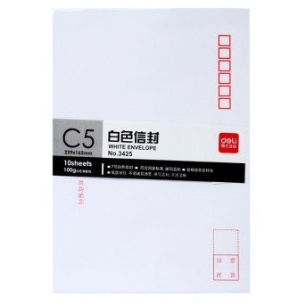 得力(deli) 3425 -7号白色信封 邮局标准信封229*162mm （单个）