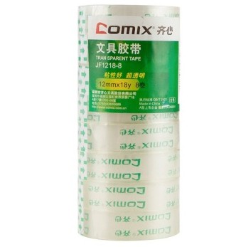 齐心(COMIX)JF1218-8 高透文具胶带 12mm*18y(16米) 8卷/筒