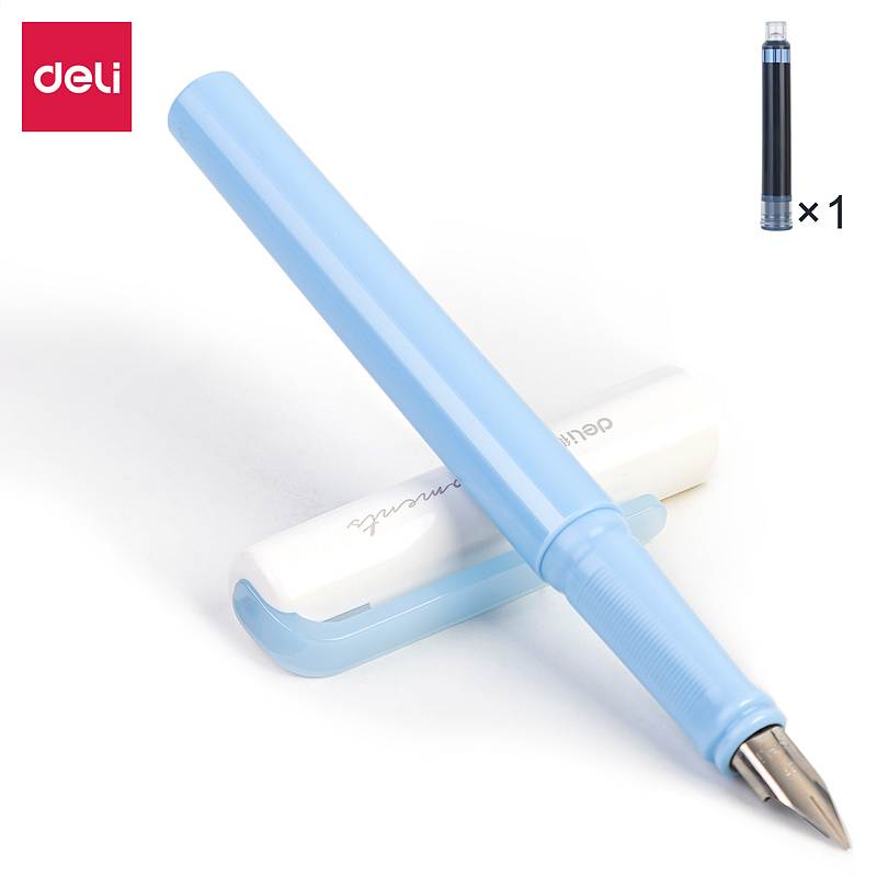 得力A932钢笔(可擦纯蓝/笔壳蓝色)(1支笔+1墨囊/盒)（盒）