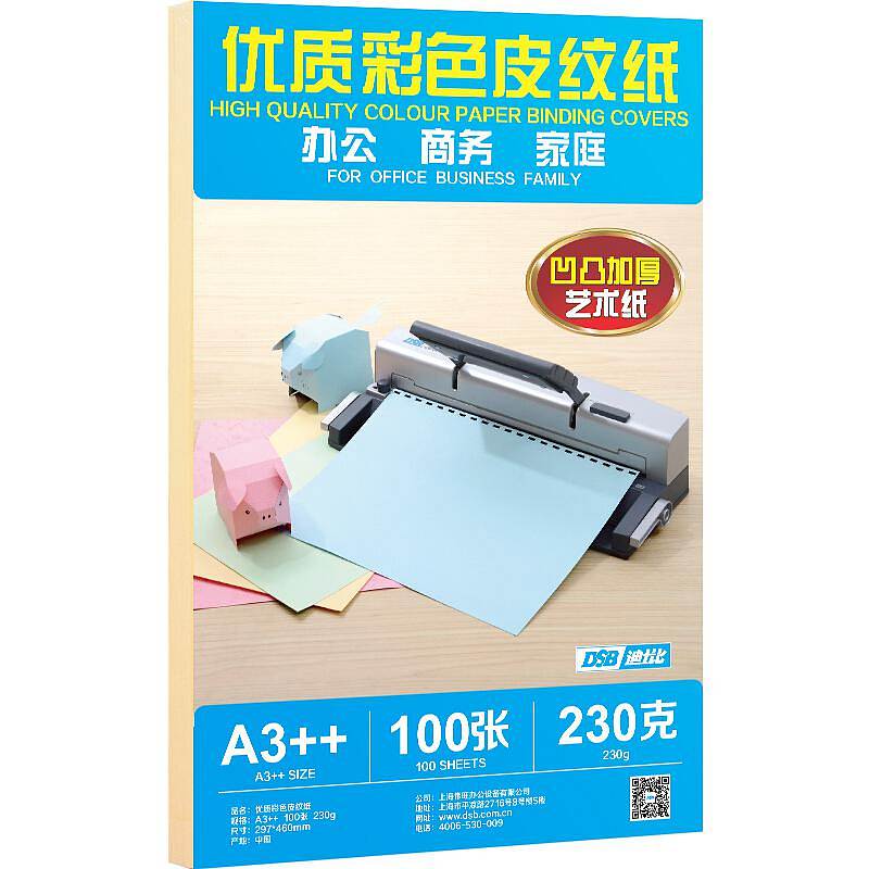 DSB 优质皮纹纸 A3++ 230g 彩色卡纸标书封面纸封皮纸云彩纸办公用品 100张/包 米黄（单位：包）