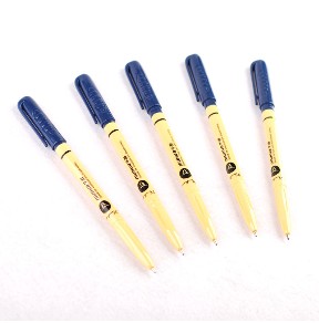 金万年牛滑木色杆1.0MM半针配RS02系列芯拔帽中油笔（蓝色）