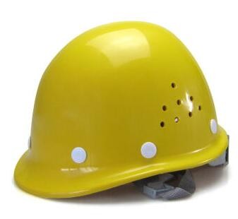 高强度玻璃钢安全帽工地防砸帽透气劳保防护帽头盔高空施工帽（黄色）