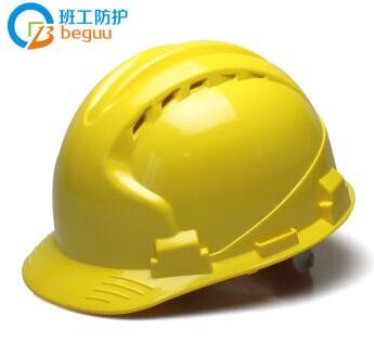 进口原料三筋ABS高强度安全帽施工工地安全头盔（黄色）
