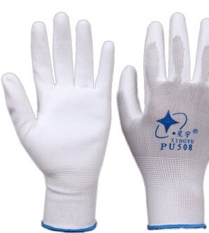 星宇PU508涂指胶层尼龙手套 防静电无尘电子作业手套  13针白纱手套