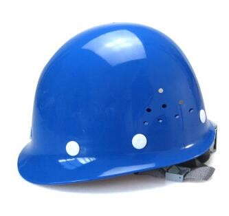 高强度玻璃钢安全帽工地防砸帽透气劳保防护帽头盔高空施工帽（蓝色）