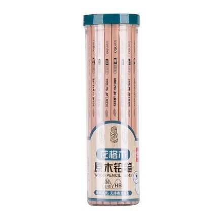 得力S943原木铅笔(原木色)(30支/筒)