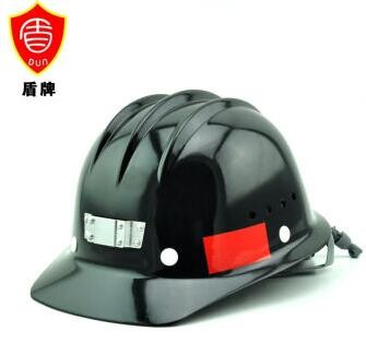盾牌(DUN)玻璃钢矿工安全帽矿工帽安全生产带反光条安全矿帽（黑色）