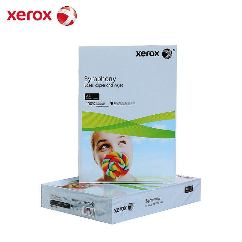 施乐 XEROX SYMPHONY A4 80G 500张/包 淡蓝色 彩色复印纸（包）