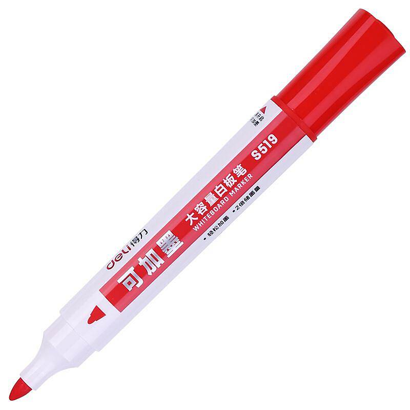 得力（deli）S519可加墨大容量白板笔(红)10支/盒 （单位：盒）
