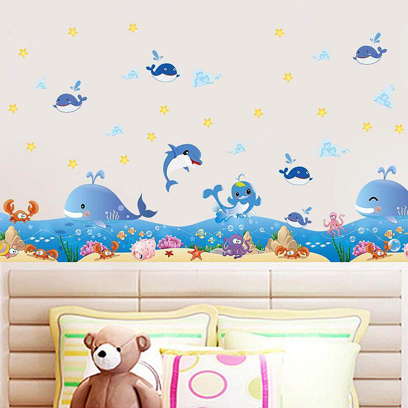 博采墨斗鱼7584欢乐海洋儿童卡通墙贴画（张）