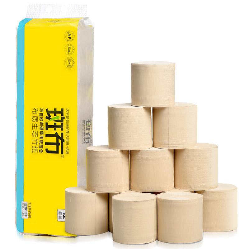 斑布/BABO 竹醌抑菌本色卫生纸 无漂白竹浆 BASE系列3层150g无芯卷纸*12卷（单位：提）